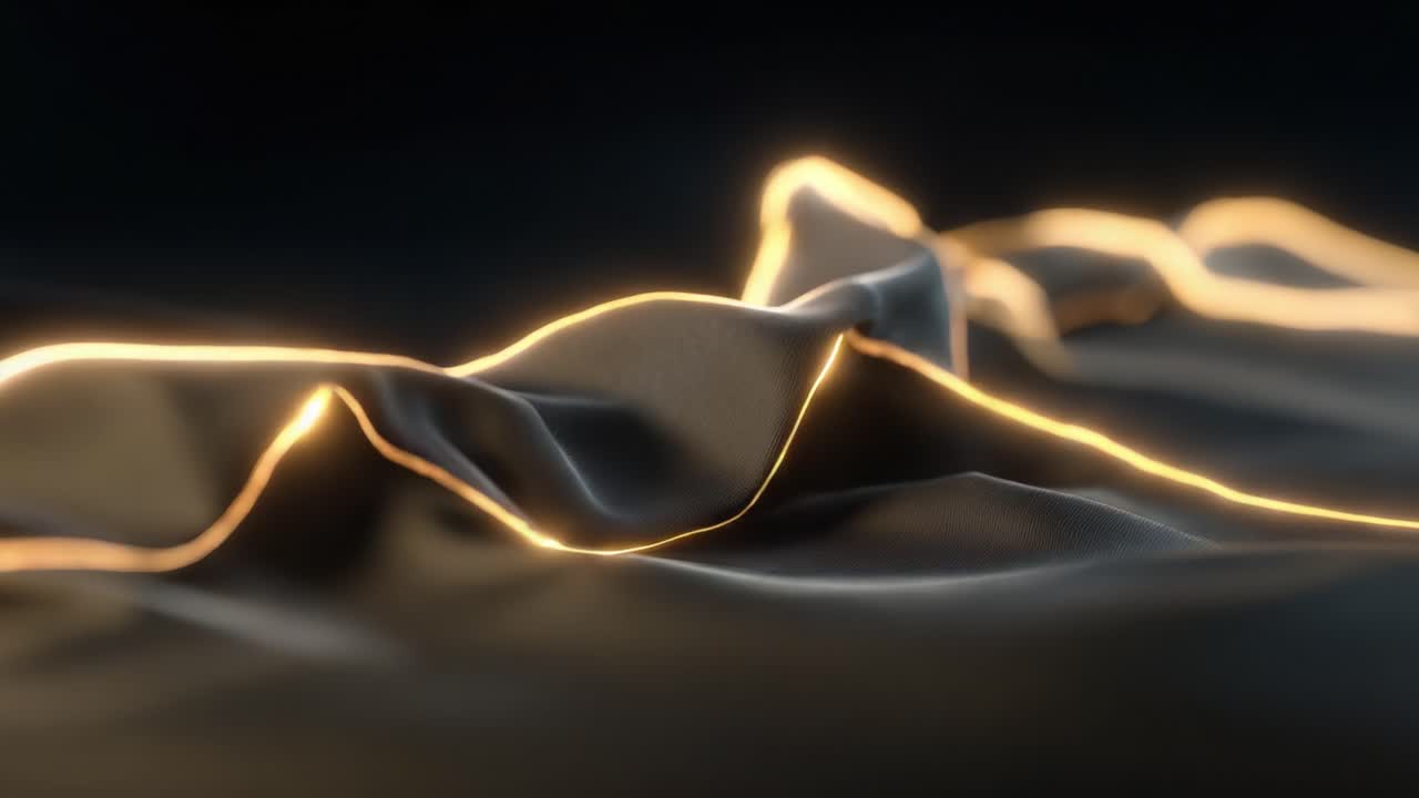 A Stunning Display of Flowing Fabric Interwoven with Radiant Illuminations, Creating a Dreamlike Scene of Light and Shadow in a Mystical Atmosphere