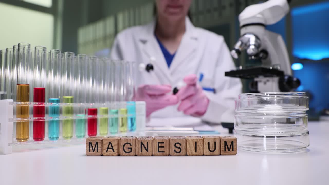 Scientist conducting chemical experiments with magnesium in a laboratory