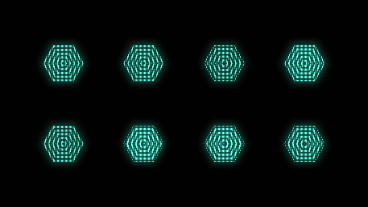 patrón de hexágonos geométricos pulsantes con luz de neón en estilo casino
