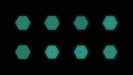 patrón de hexágonos geométricos pulsantes con luz de neón en estilo casino