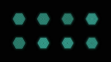 pulsing geometric hexagons pattern with neon light in casino style