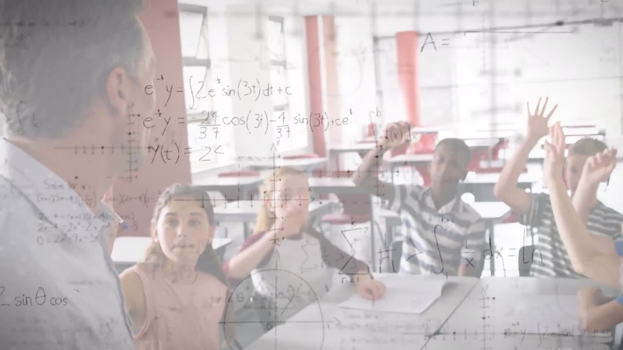 수학 방정식의 애니메이션 교실에서 학교 학생들을 통해
