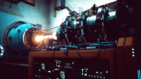 high tech energy chamber generating intense plasma in industrial facility