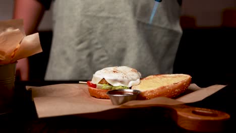 delicious open burger on a table