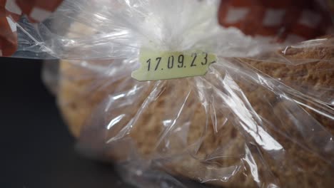 bread in plastic wrap with date label