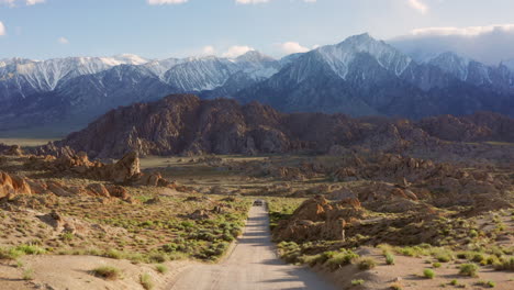 sunset at the alabama hills near lone pine, california