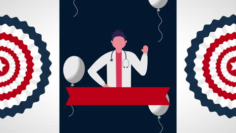 celebración del día del trabajo de los estados unidos con el personaje del médico