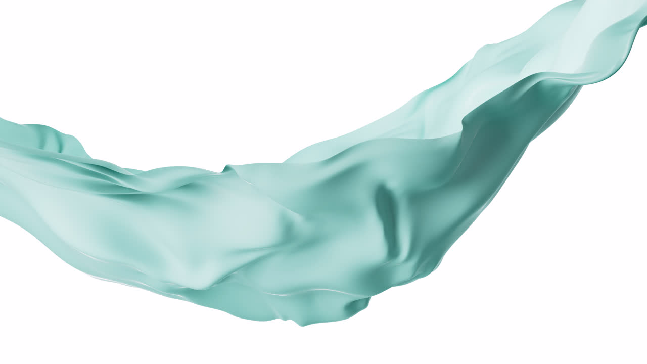 알파 채널과 함께 흐르는 초록색 천, 3d 렌더링