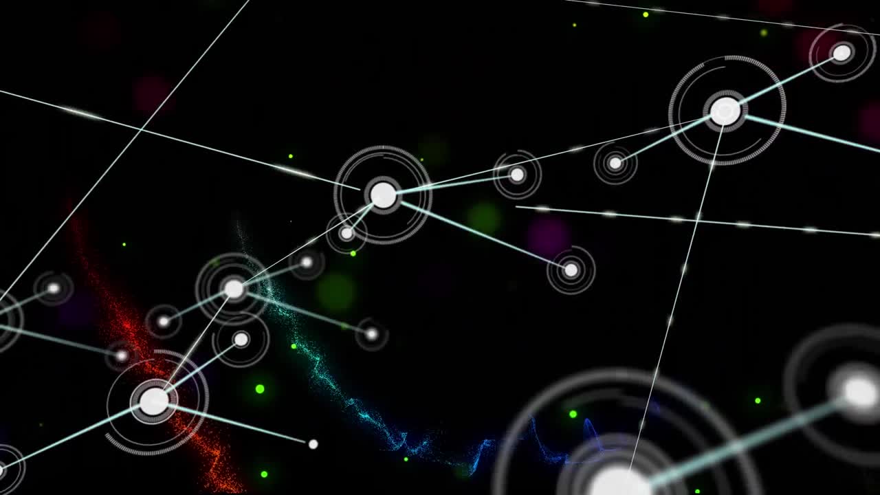 Animation of network of connections of user icons on black background