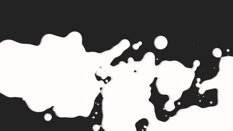 abstract flowing white liquid and splashes spots on black gradient