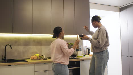 women preparing a salad