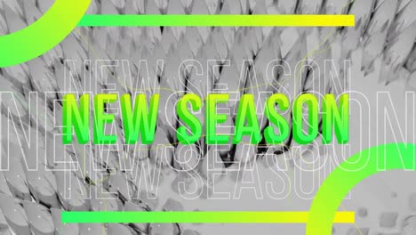 animation of new season over white geometrical shapes