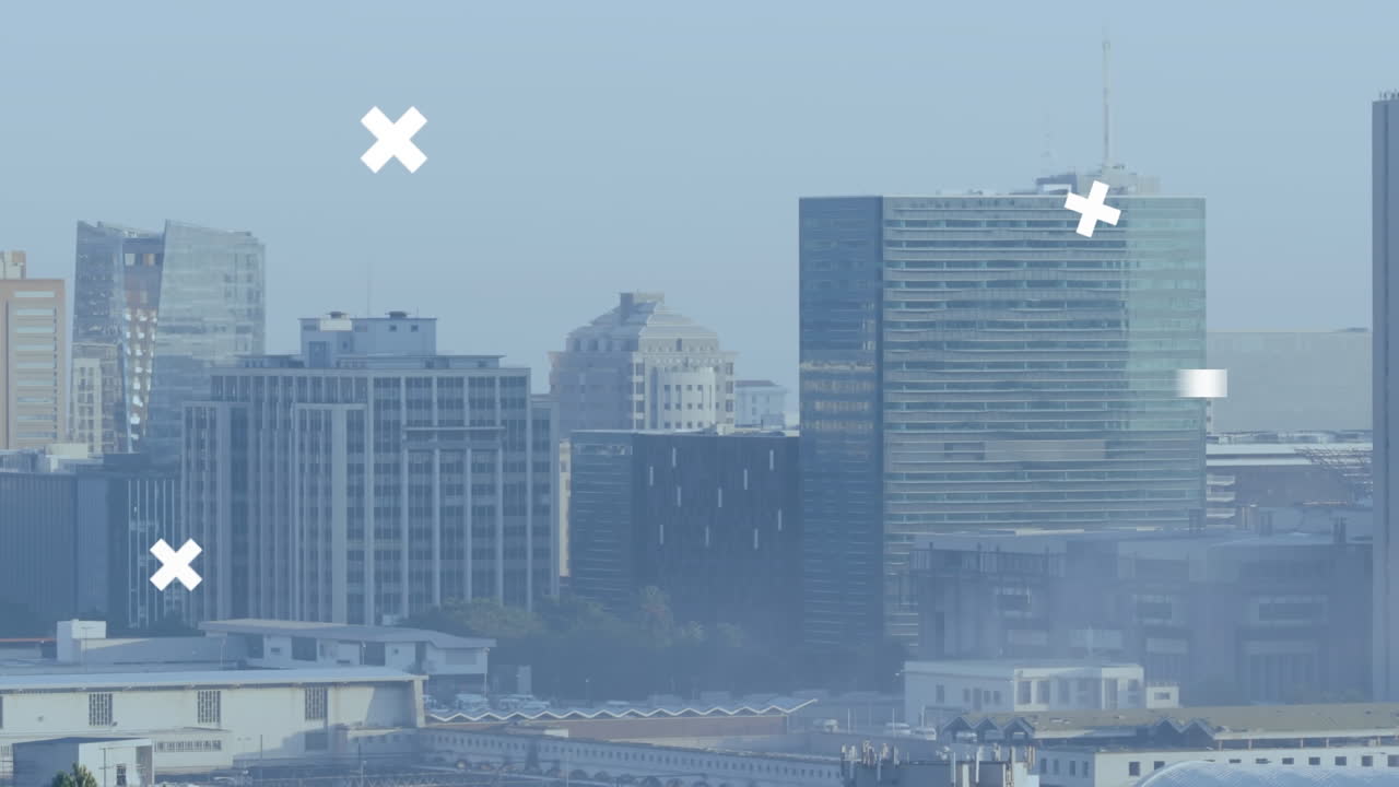 도시 풍경 위의 모양의 애니메이션