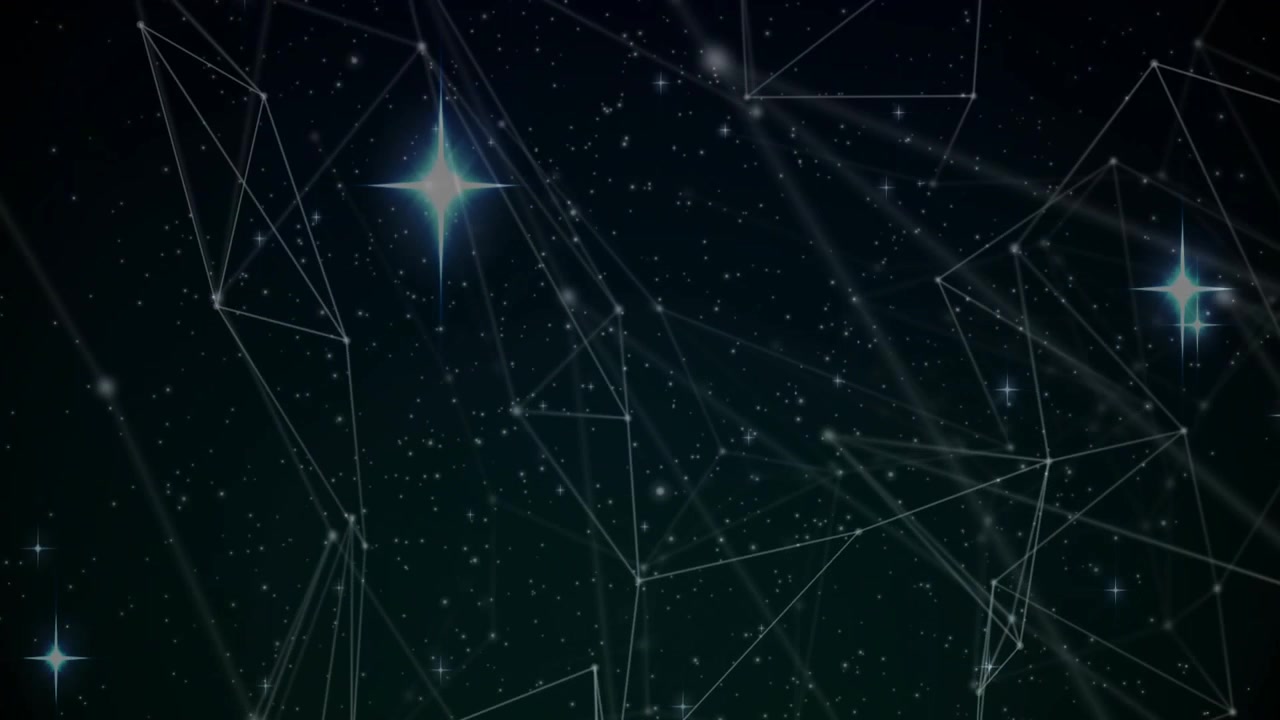 Abstraktes Knoten-Linien-Geflecht initiiert Verbindungen, bildet Polygone, pulsierende Lichtblitze zeigen das Wachstum des Algorithmus.