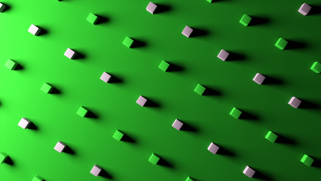 초록색 배경에 있는 큐브의 추상적인 패턴