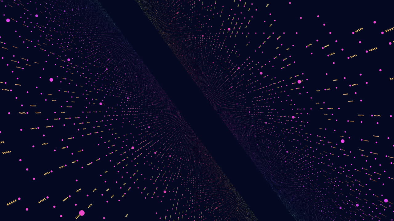 Futuristic tunnel with neon dots and lines in vertigo on dark gradient