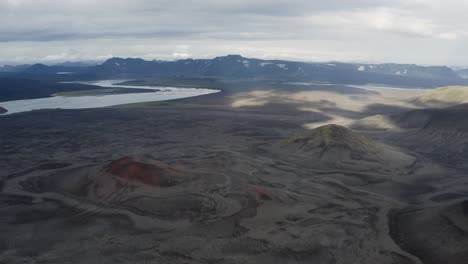 river, mountain peak and crater in iceland at daytime