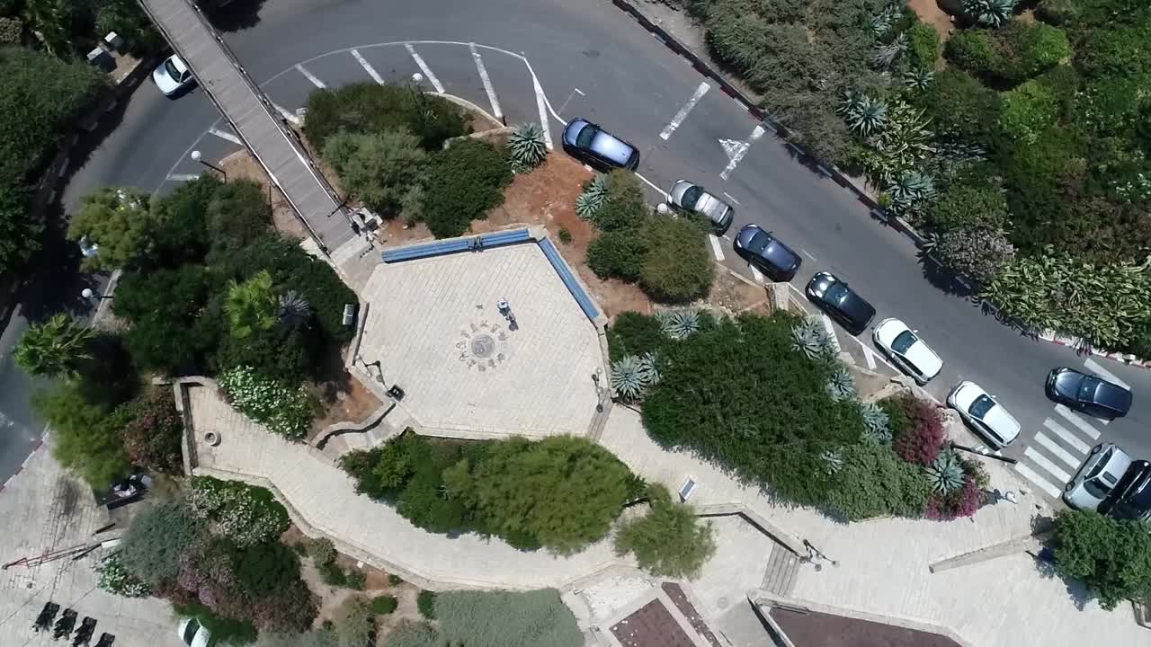 Aerial View of City Square with People