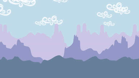 Cartoon-Animationshintergrund-Mit-Berg-Und-Wolken