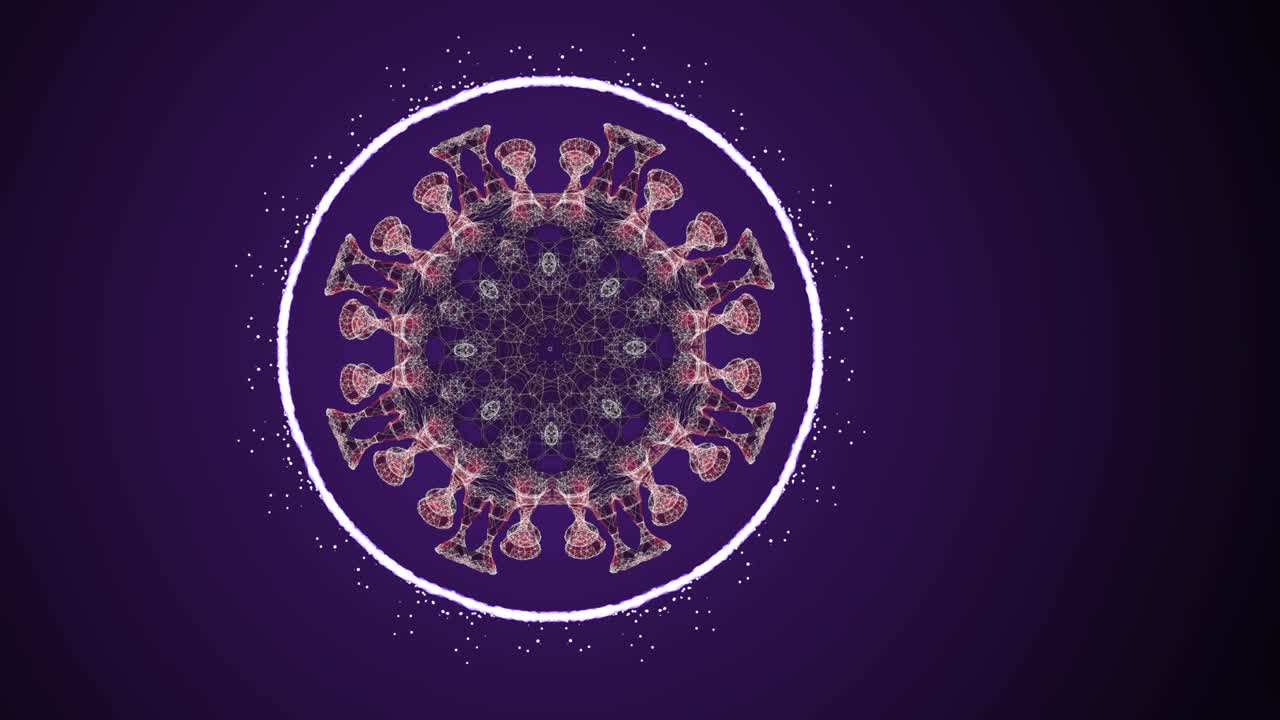 video de animación en 3d de una bacteria en movimiento dentro de un círculo brillante sobre un fondo negro.