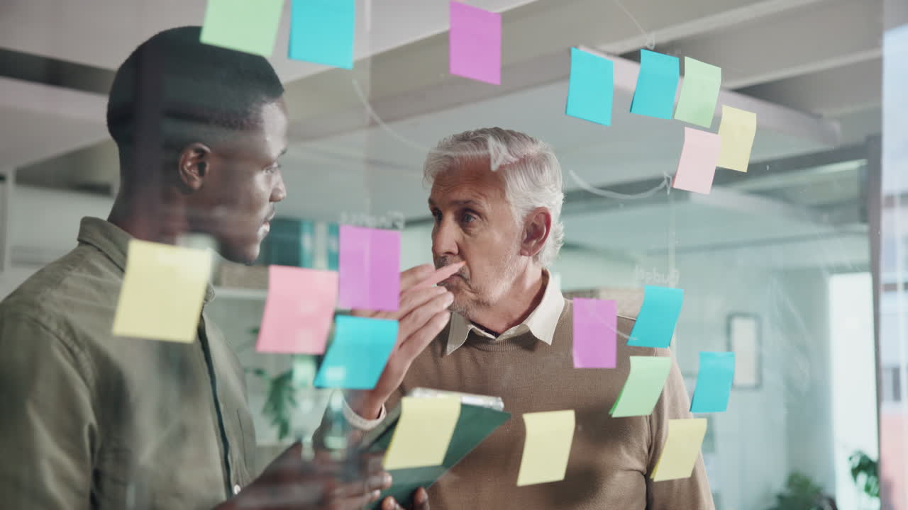 Business planning with sticky notes