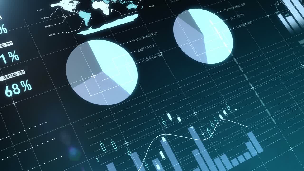Digital composite of financial charts 4k