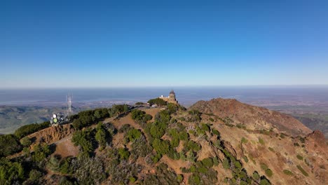 drone shot of mount diablo summit revealing east bay area, antioch, oakley, pittsburg, california