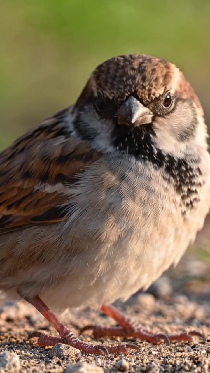 Una vista ravvicinata delle piume e delle caratteristiche di un passero in mostra, che ne evidenzia l'habitat naturale e le peculiarità uniche