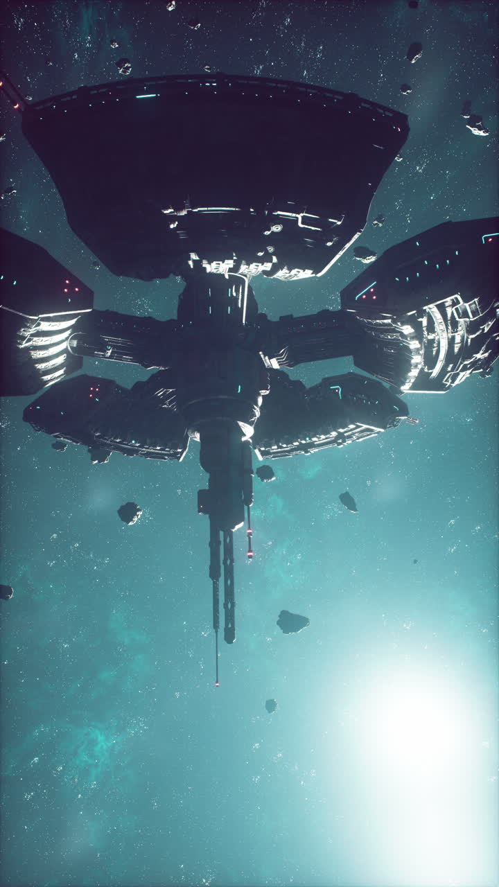 A futuristic space station orbiting a planet
