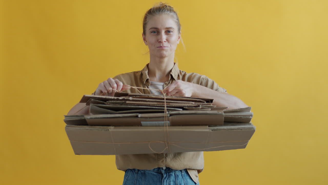 Woman Recycling Cardboard