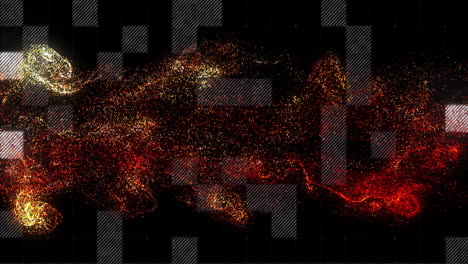 animation of red spots over data processing on black background