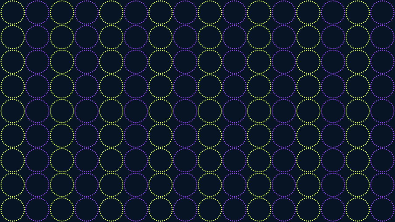 Green and purple neon rings pattern with dots