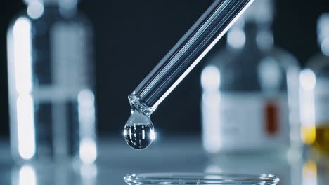 laboratory experiment with droplet and pipette