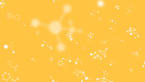 digital animation of paper burning over molecular structures floating against yellow background