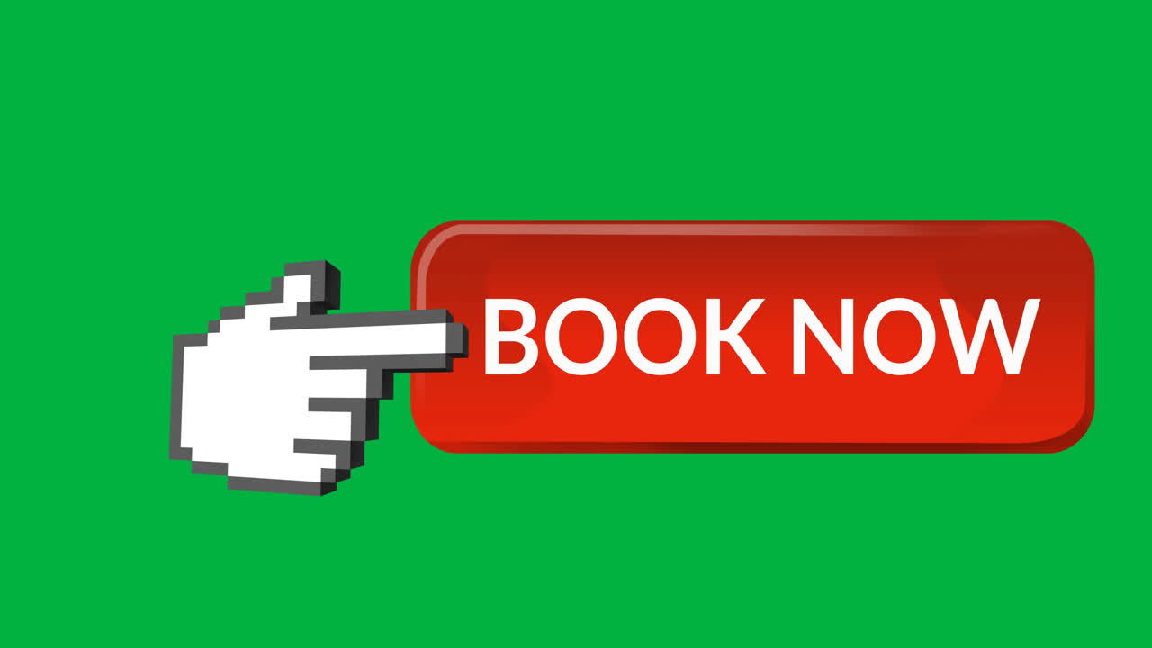 Book now button with pointing hand 4k