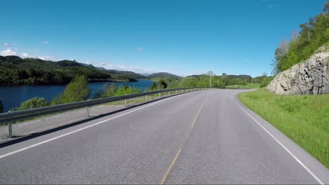 driving a car on a road in norway