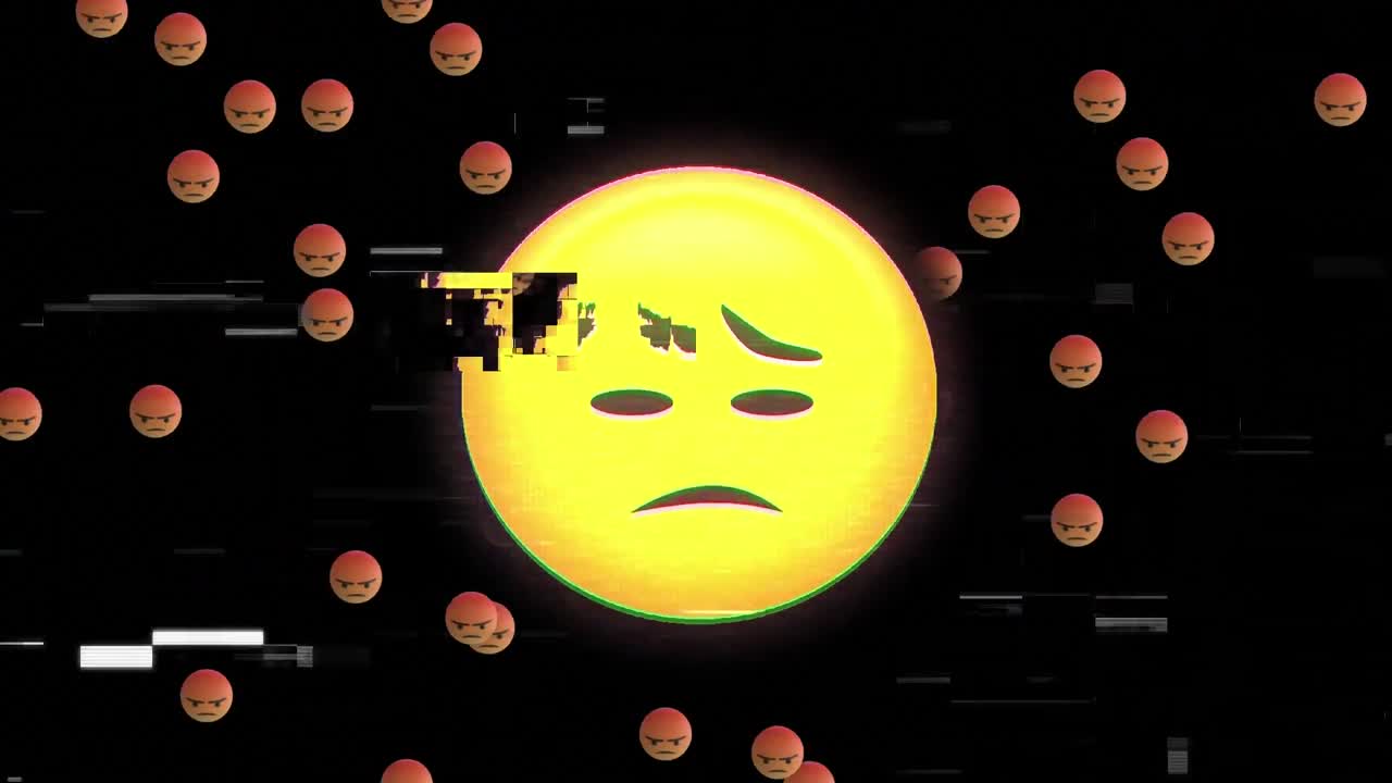 검은색 배경의 이모지 아이콘에 대한 간섭의 애니메이션