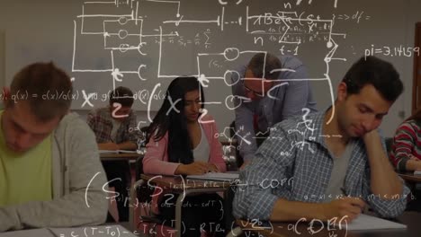 Teacher explaining something to a student in the classroom