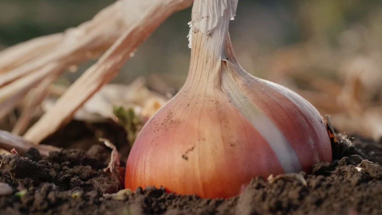 Farmer picks ripe onions from the ground 6
