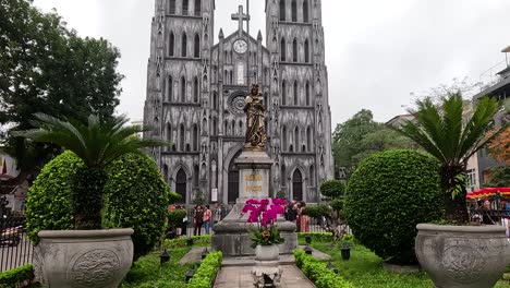 view of the cathedral and surrounding garden