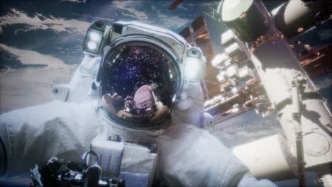 astronaut tijdens een ruimtewandeling. elementen van deze afbeelding geleverd door nasa