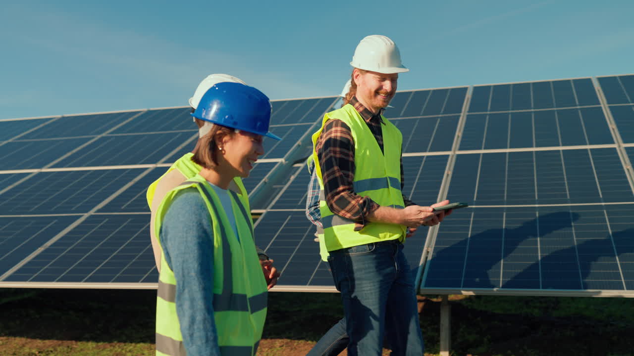 Engineers Inspecting Solar Panels