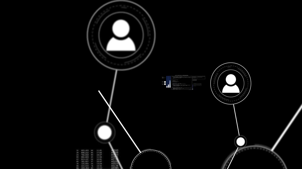 Connecting people on the internet network - Abstract social network connections - Flight up digital network animation