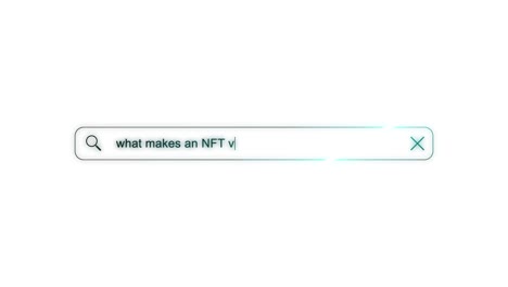 search bar typing question - what makes an nft valuable? on a white background. nfts are valuable because they verify the authenticity of a non-fungible asset. future technology. 4k