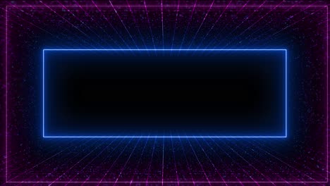 Animated digital frame glowing purple particles floating neon grid pattern scifi intros retro tech