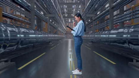 Woman Engineer Inspecting Industrial Facility