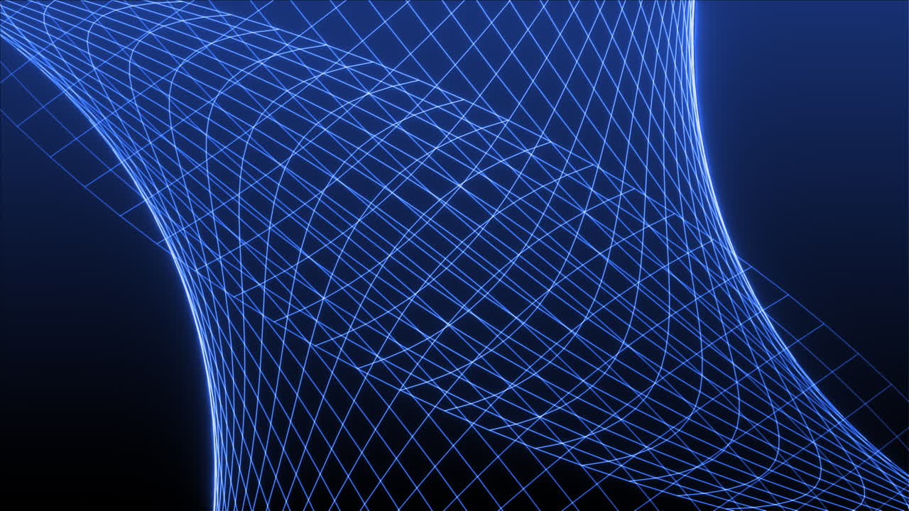 Two blue grid planes cross and form a glowing continuous animation loop