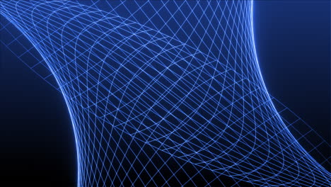 two blue grid planes cross and form a glowing continuous animation loop