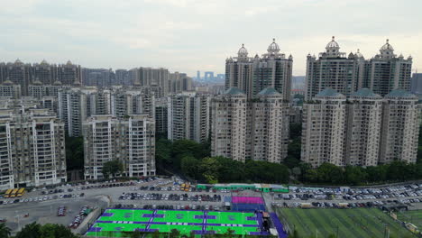 aging apartment buildings in guangzhou city china tracking in