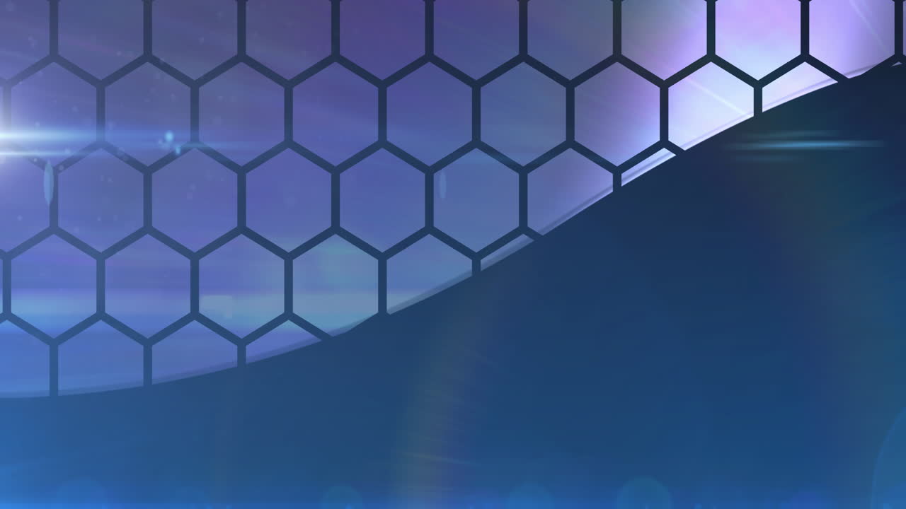 animación de una red brillante de conexiones con formas hexagonales